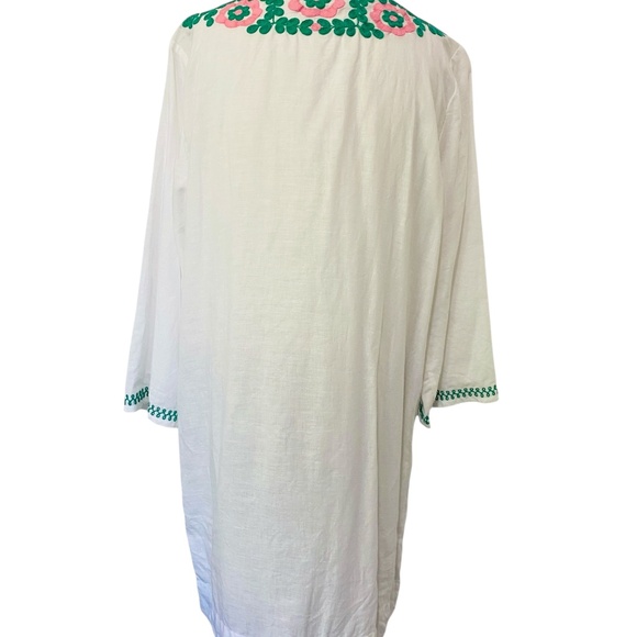 J.Crew Embroidered Linen Cotton Tunic Cover-Up Dress White Floral Tassel Size M - Picture 4 of 8